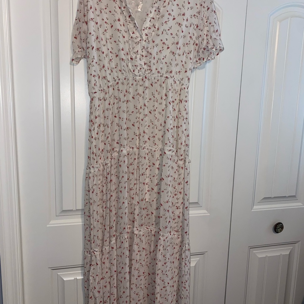 Hayden White and Red Floral Maxi Dress